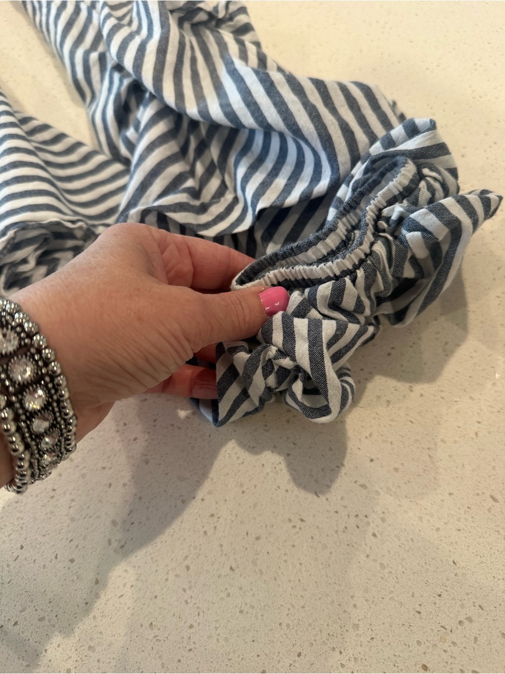 VENUS Navy & White Striped V-Neck Peplum Blouse FITS LIKE A 6 - Picture 13 of 13